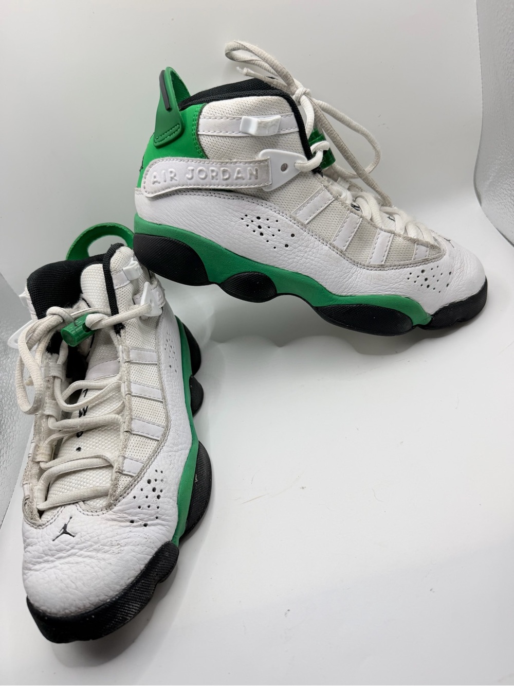 Jordan Kids White & Green High-Top Sneakers